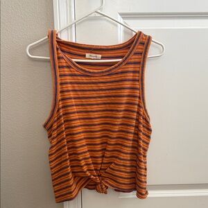 Madewell Orange and Blue Striped Tank Top